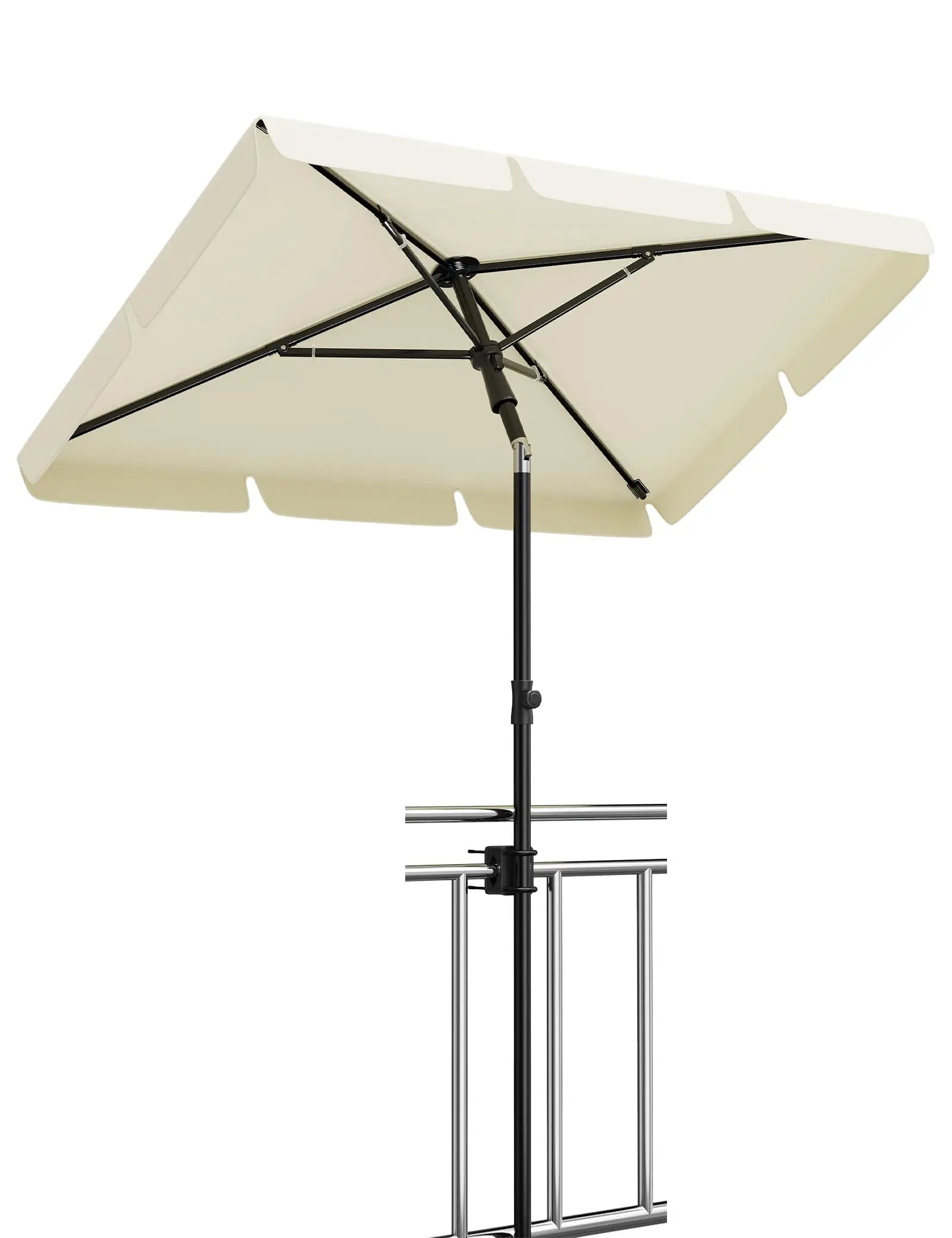 UPF 50 + Rectangular Patio Umbrella 200x125cm with Stand Height Adjustable Windproof Outdoor Sun Shade Parasol for Garden Beach