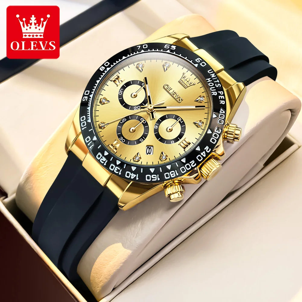 Relógio feminino de Olevs de luxo pulseira de silicone cronógrafo multifuncional calendário a prova de agua 5618