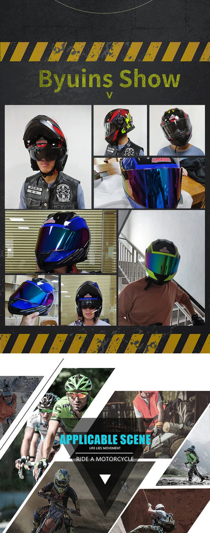 Motorcycle Helmet Full Face Double Lens Capacete Professional Men Women Four Seasons DOT ECE Approved Safety Protective Casco