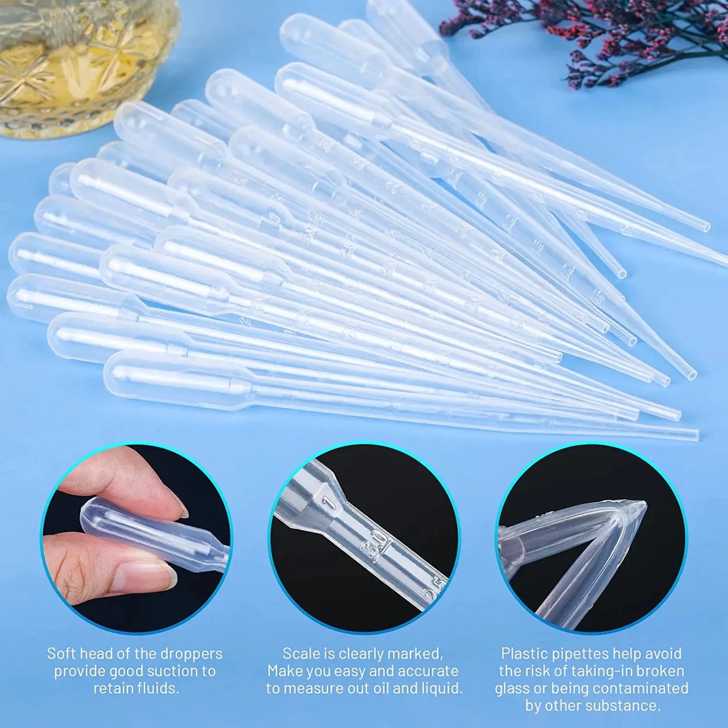 100Pcs/Lot Laboratory Pipette 1ml 2ml 3ml 5ml Plastic Disposable Graduated Container Liquid Dropper Equipment Straw Makeup Tools