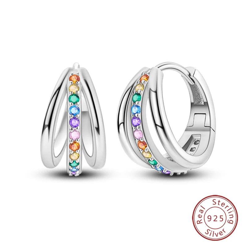 Real 925 Sterling Silver Colorful Dragonfly Butterfly Animal Earrings For Women Exquisite Birthday Anniversary Jewelry Gifts