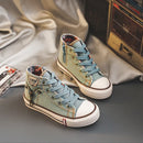 Zapatos de lona altos para niños, zapatos para bebés, grafiti, primavera y otoño 2023, zapatillas antideslizantes para niñas.