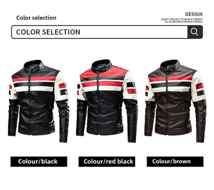 2022 Fashionable Casual Men's Leather Jacket Splice Motorcycle Amazon Vintage Cross-Border Spring Autumn Thin Style Wear