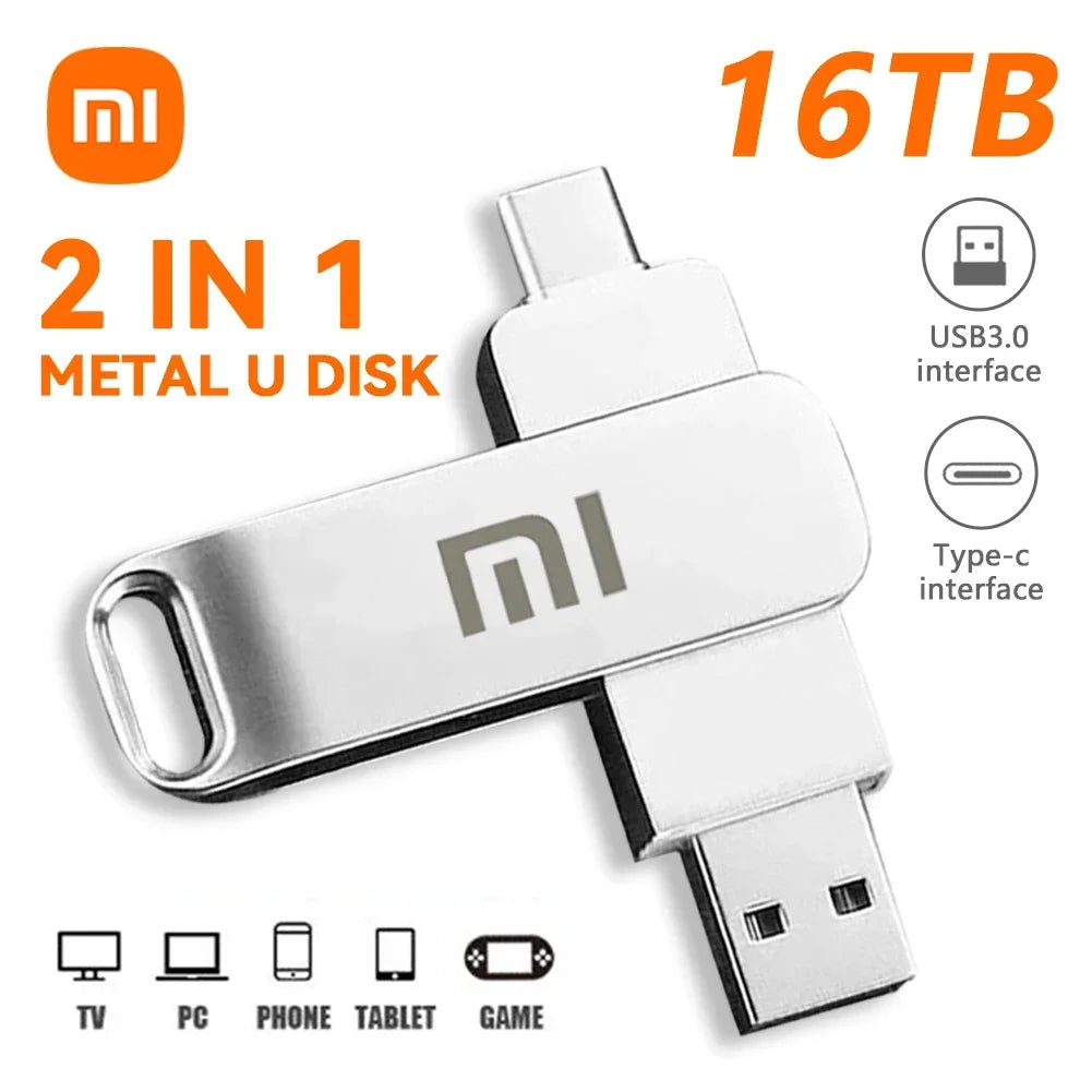 Memoria USB 3.0 Xiaomi de 16 TB, 8 TB y 4 TB, SSD de metal de alta velocidad, unidad flash USB portátil
