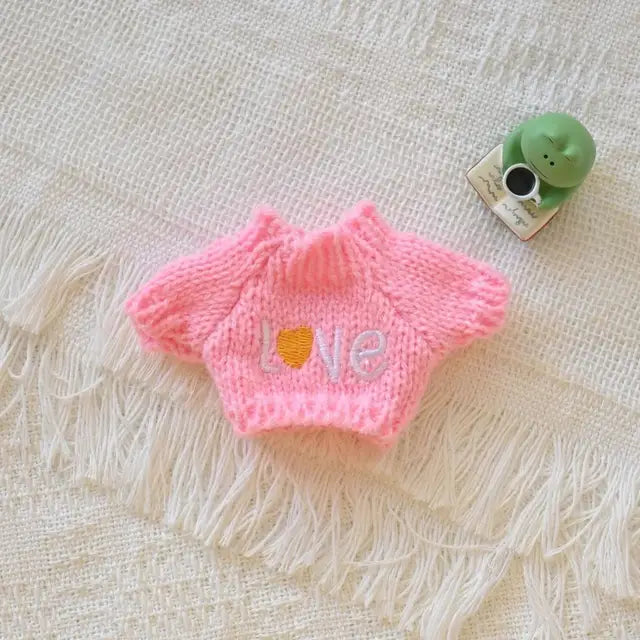 Cute Mini Plush Doll Clothes, 17cm, Outfit Acessórios para Coréia Kpop Exo Labubu Idol Dolls, Camisola de malha, Presente do miúdo