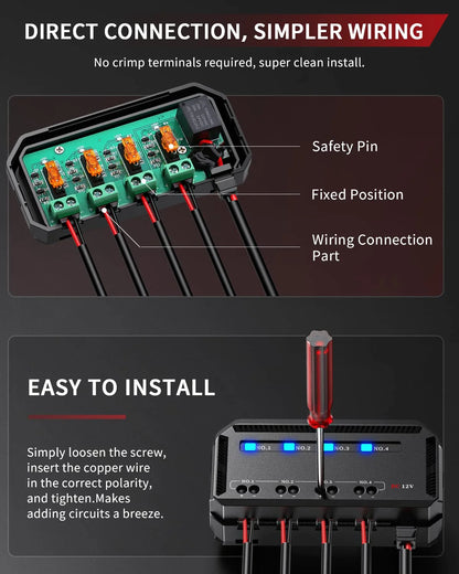 Extractme 12V Fuse Box Universal 20A Automotive Moto Block Fuse LED Indicator Light Heat-resistant Fuse Hold for Car Motorcycle