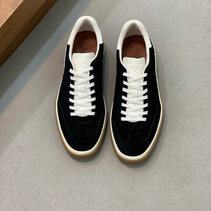 Classic Leisure Sport Board Shoes Men's Couple British Simple Match Dequn White Shoes Flat Heel Breathable Cement Ground