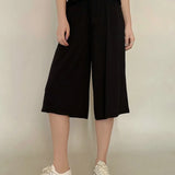 Plus size L to 6XL U-Neck Women's  Modal pant calf-length summer wide leg pants drawstring short pants casual homewear pants