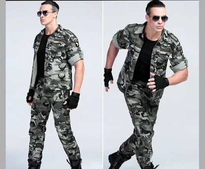 Short Sleeved Shirts Men Tactical T-shirt Spring Summer Workwear Cotton Vintage Shirt  Army Embroidery Pocket Cargo Tees