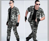 Short Sleeved Shirts Men Tactical T-shirt Spring Summer Workwear Cotton Vintage Shirt  Army Embroidery Pocket Cargo Tees