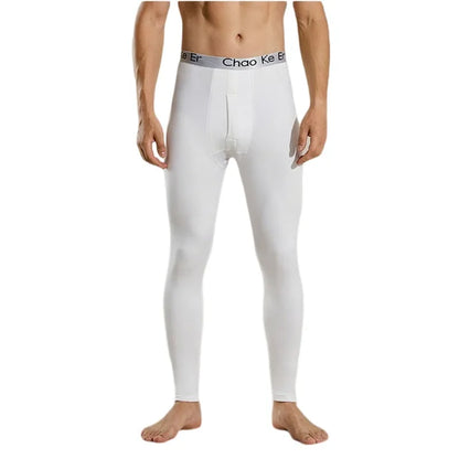 Thermal Underwear Men Thin Fleece Leggings Elastic Underpants Solid Color Render Pants Slim Men Clothing Soft