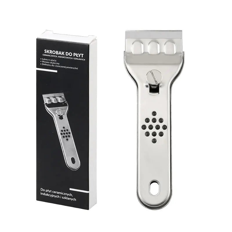 Raspador limpiador multifunción de acero inoxidable para vitrocerámica y vitrocerámica con cuchillas para limpiar hornos, cocinas y herramientas. Cuchillo multiusos.