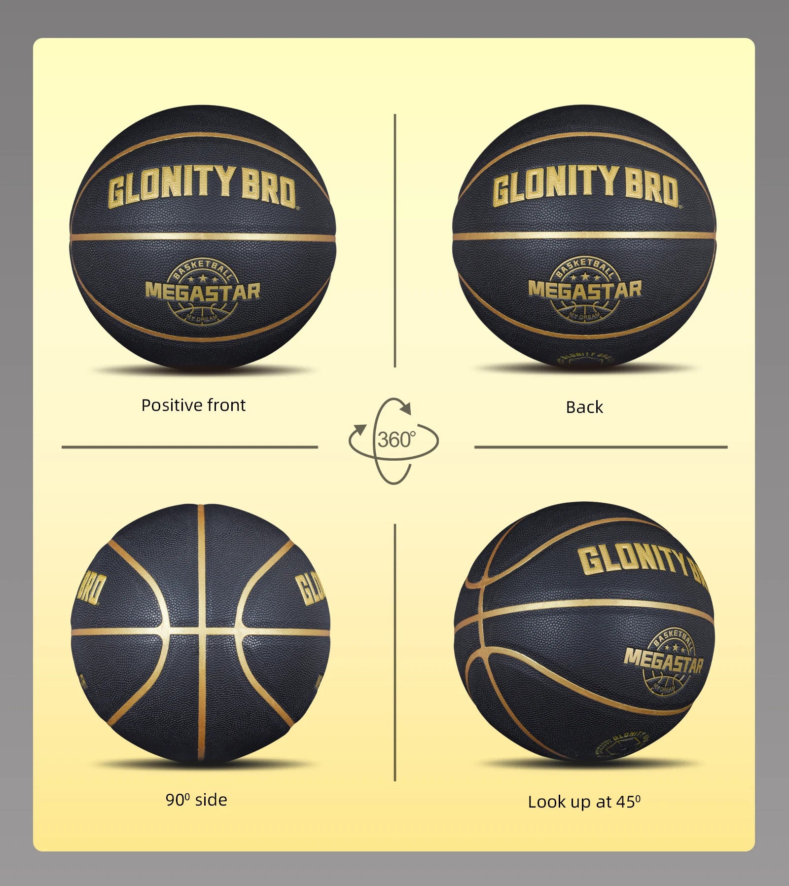 Black Gold Basketball Official Size 7 Composite Leather For Men's and Women's Outdoor Indoor Durable Training Ball High Quality