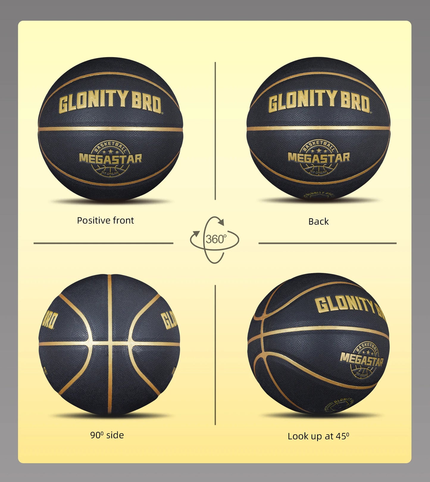 Black Gold Basketball Official Size 7 Composite Leather For Men's and Women's Outdoor Indoor Durable Training Ball High Quality