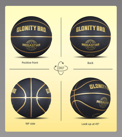 Black Gold Basketball Official Size 7 Composite Leather For Men's and Women's Outdoor Indoor Durable Training Ball High Quality