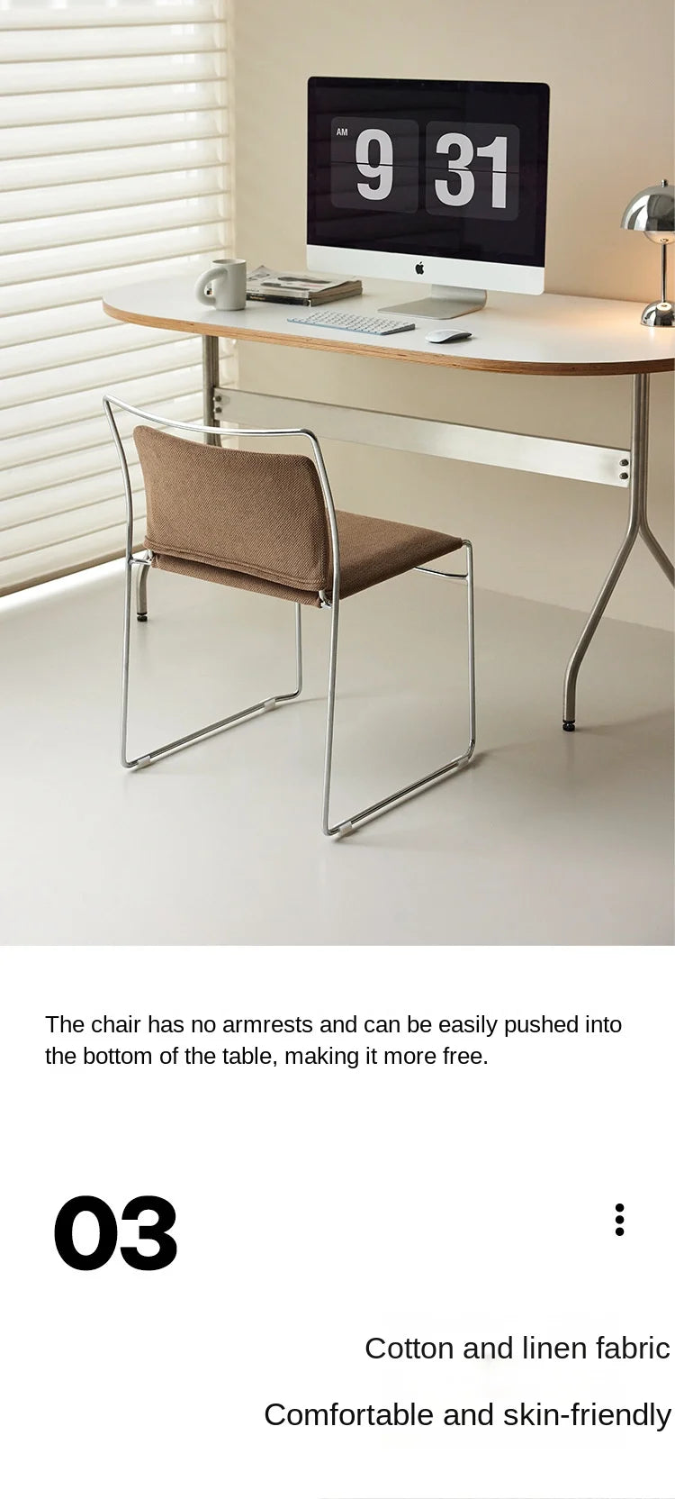 Realife Middle Ancient Style Dining Chair Nordic Design Home Study Chair Coffee Shop Soft Bag Backrest Chair Metal Frame 2025