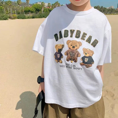 Children's T-shirt Kids T-shirts For Boys Baby Tee Short Sleeve Top Infant Tops Summer Clothes Boy White Male Crop Clothing