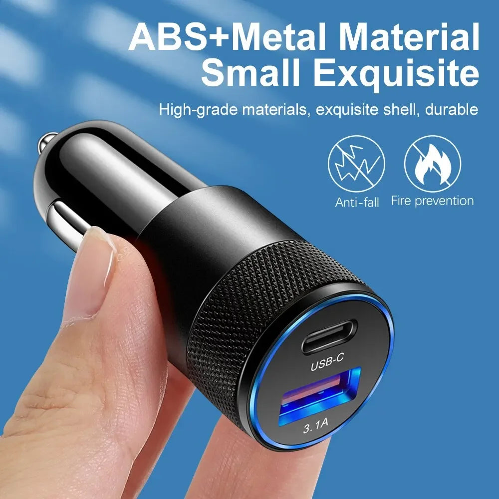 Olaf USB Type-C Car Phone Adapter Fast Charging, Quick Charge 3.0, 68W, PD, iPhone 13, 12, Xiaomi, Huawei, Samsung S21