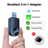 Wireless 2IN1 CarPlay Android Auto Wireless Supermini Box Adapter Plug And Play Dongle Bluetooth WiFi Fast Connect