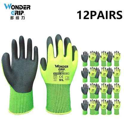 1 par de luvas de jardinagem para mulheres e homens, luvas de jardim revestidas de nitrilo, protegem contra cortes e sujeira, nylon elástico respirável