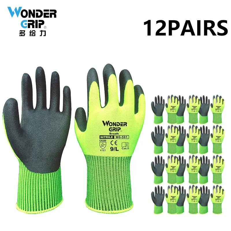 1 par de luvas de jardinagem para mulheres e homens, luvas de jardim revestidas de nitrilo, protegem contra cortes e sujeira, nylon elástico respirável