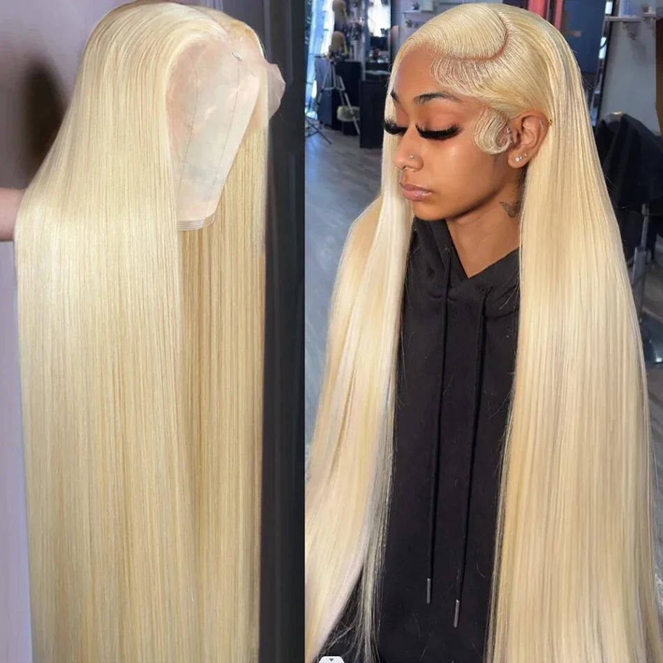 Blonde 613 13x6 Lace Frontal Wigs HD 613 Lace Front Human Hair Wigs For Women 40 Inch Long Straight Human Hair Wigs Can Be Dyed