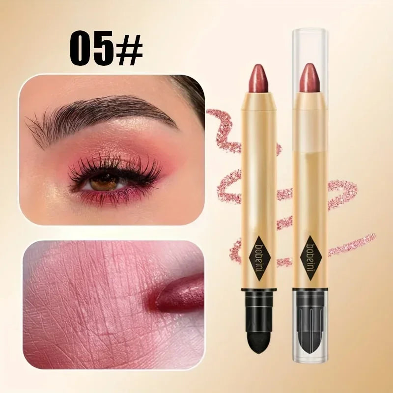 Eyeshadow Stick Pencil Waterproof Glitter Matte Eyeshadow 2 in 1 Pearly  Makeup High Pigmented Eyelid Under Crease Eyeshadow Pen