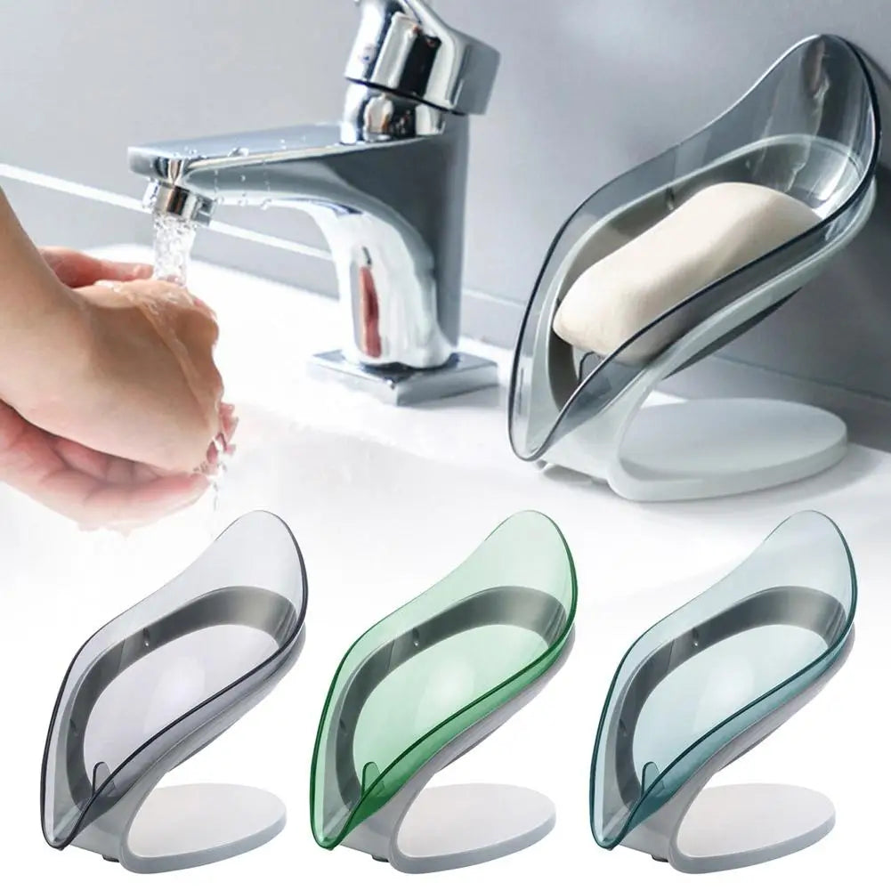 1 jabonera de hojas para ducha de baño, portátil, antideslizante, con drenaje, bandeja de esponja de plástico para baño, cocina, acceso G2c8