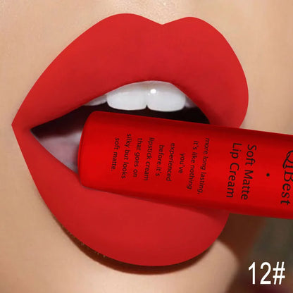 Lápiz labial líquido mate resistente al agua, brillo labial aterciopelado de larga duración, tubo mate nude, pigmento rojo, negro, maquillaje, lápices labiales cosméticos. 