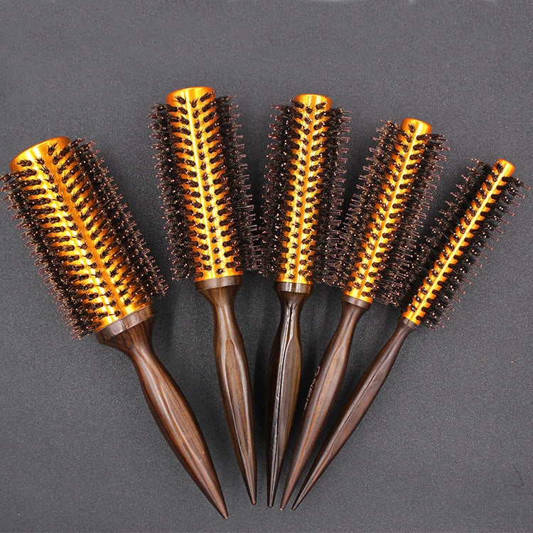 Golden Cylinder Curly Hair Rolling Comb Professional Styling Mane Comb Heat Conduction Air Aluminum Tube Comb Special Comb