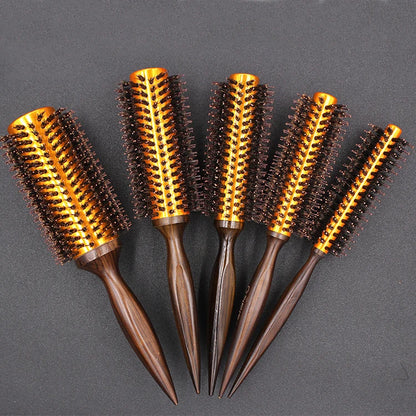 Golden Cylinder Curly Hair Rolling Comb Professional Styling Mane Comb Heat Conduction Air Aluminum Tube Comb Special Comb
