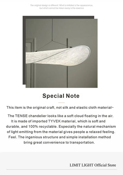 Wabi Sabi Silk Pendant Lamp Modern LED Ceiling Chandelier Light for Living Room Dining Bedroom Indoor Home Decor Light Fixtures