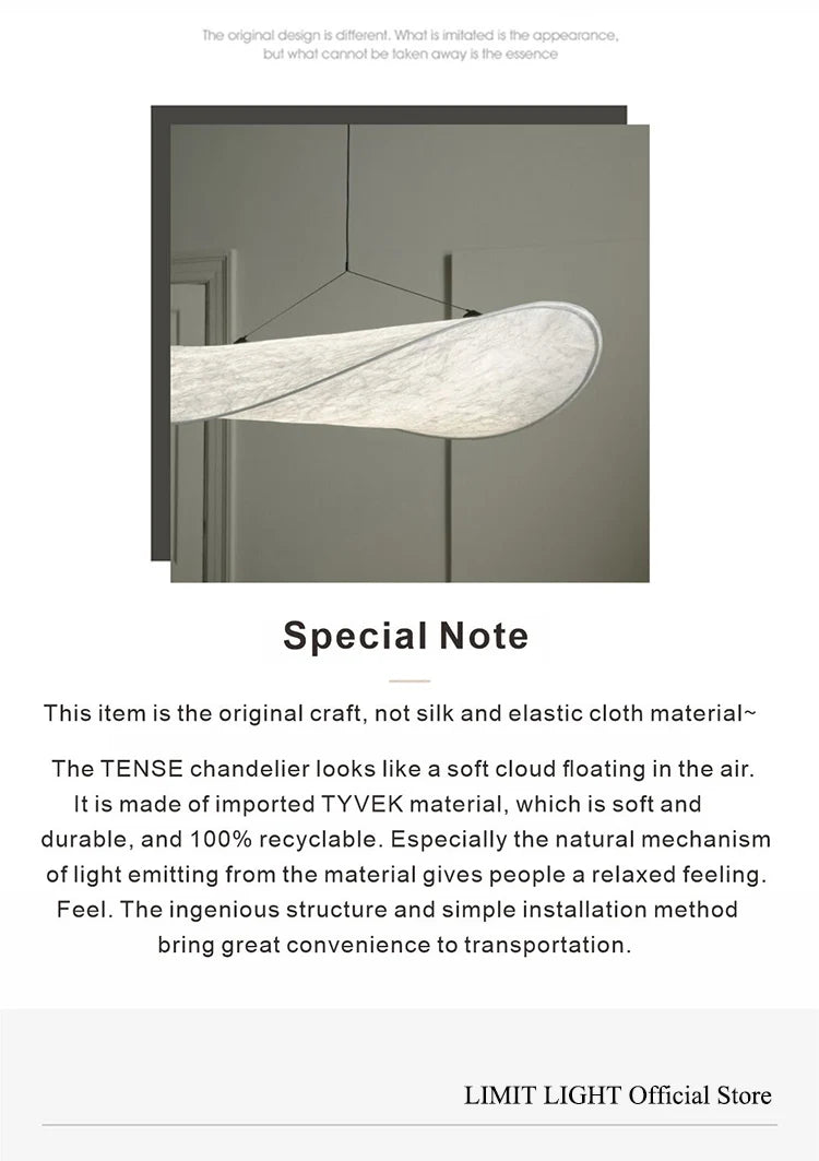 Wabi Sabi Silk Pendant Lamp Modern LED Ceiling Chandelier Light for Living Room Dining Bedroom Indoor Home Decor Light Fixtures