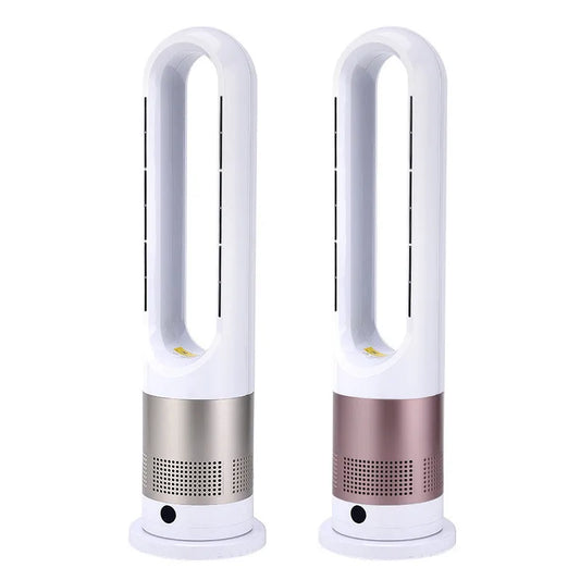 Bladeless Electric Tower Fan with Cold & Warm Air Cooling Standing Air Conditioner Heater with Timer Remote Control