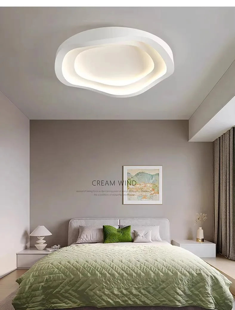 Modern Bedroom Ceiling Light Home Decor Simple Master Bedroom Lamps Nordic Circular Cream Style Living Room LED Lighting Fixture