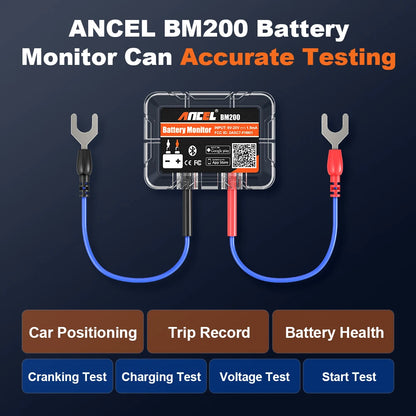 ANCEL BM200 12V Battery Tester Wireless Bluetooth Car Battery Health APP Monitoring Battery Monitor Tools For Android IOS