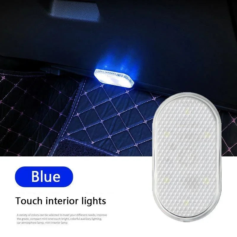 Luces LED inalámbricas para interior de coche, luces LED para interior de coche, luz de neón recargable por USB
