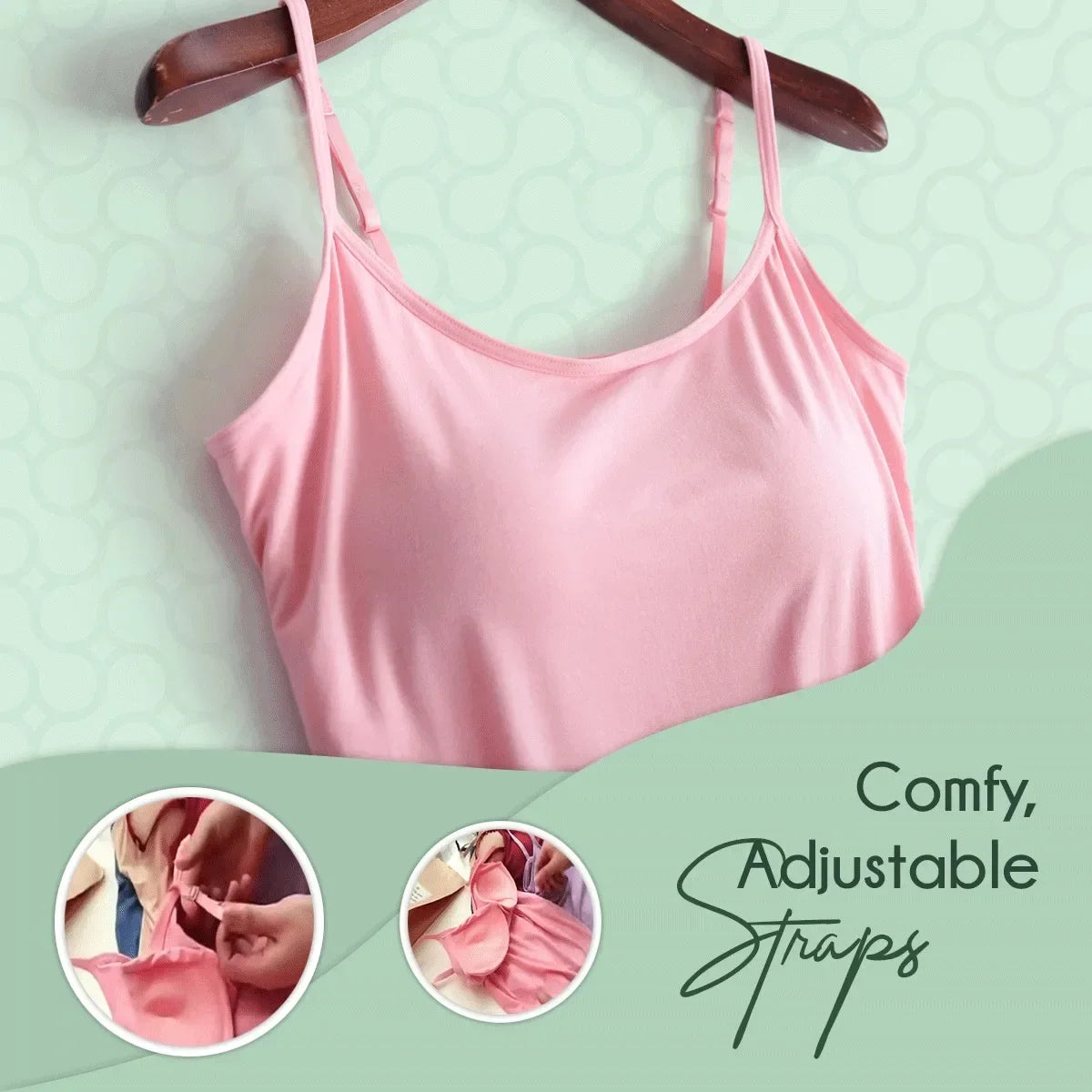 Camisola sexy con sujetador acolchado sólido y tirantes finos para mujer, camiseta sin mangas con sujetador incorporado, 2024