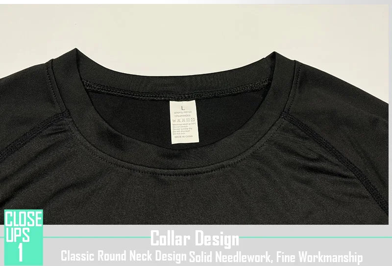 Gym Short Sleeve Running T-Shirt Men's Compression Long Sleeve Shirt Sun Protection Quick Drying Sports Top Black Sportswear 4xl