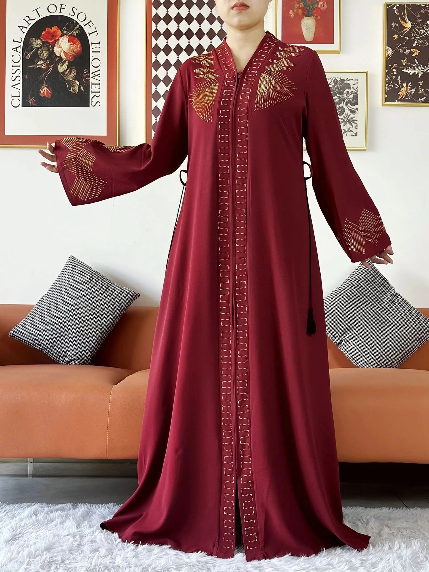 Vestido elegante de gasa para mujer, abaya abierta con cremallera, ropa musulmana, cárdigan islámico, abaya, nuevo