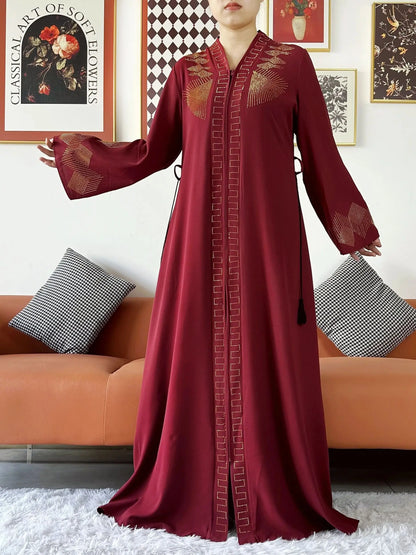 Vestido elegante de gasa para mujer, abaya abierta con cremallera, ropa musulmana, cárdigan islámico, abaya, nuevo