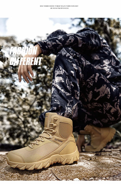 Upgraded Tactics Combat Training Boots Male Outdoors Camping Anti-wear Rapid Response Hiking Shoes Fishing Hunting Sneakers Men