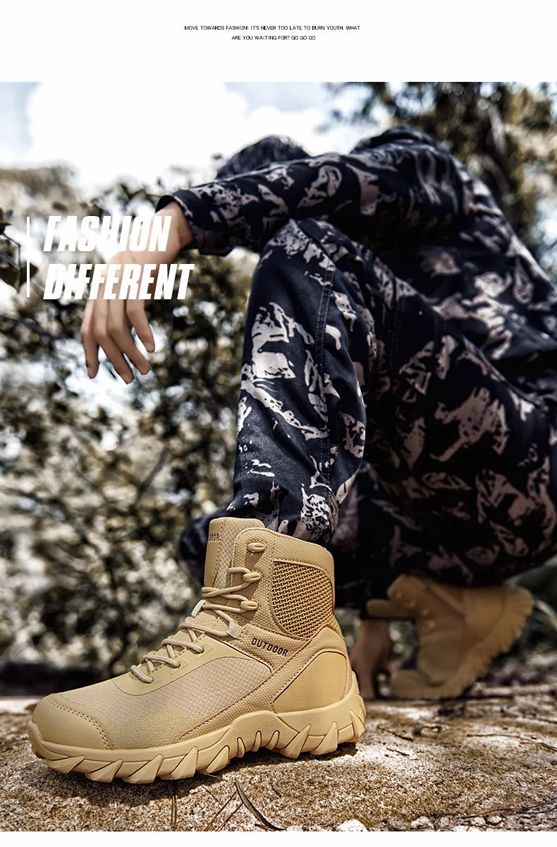 Upgraded Tactics Combat Training Boots Male Outdoors Camping Anti-wear Rapid Response Hiking Shoes Fishing Hunting Sneakers Men