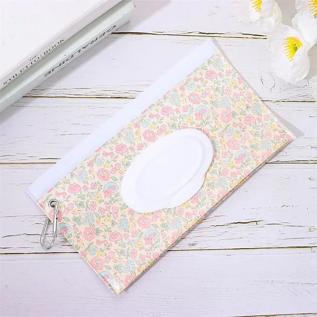 Baby Wet Wipe Pouch, Portable Wipes Holder, Flip Cover Case, Reusable Snap-Strap, Refillable Cosmetic Bag, Useful Tissue Box, EVA 