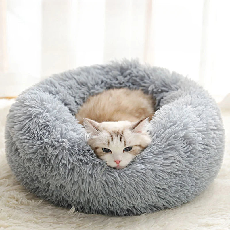Nido de felpa para mascotas, nido de invierno para gatos, nido para perros, cálido, desmontable y lavable, redondo, nido para gatos, cama para mascotas, decoración Universal de temporada