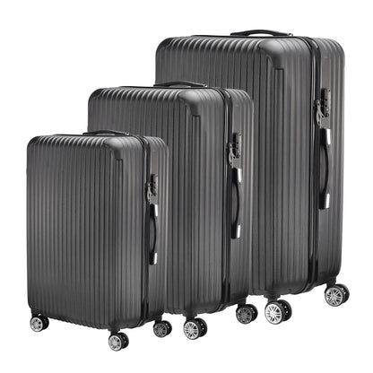 Comanlai Twin-Wheeled Suitcase Set with TSA Password Lock, ABS Trolley Luggage with 4 Universal Wheels, M L XL Sizes, Black