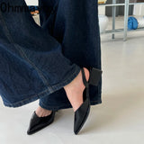 Summer Women's Cover Toe Sandals Elegant Shallow Slip On Shoes Comfort Low Heel Dress Street Style Shoes