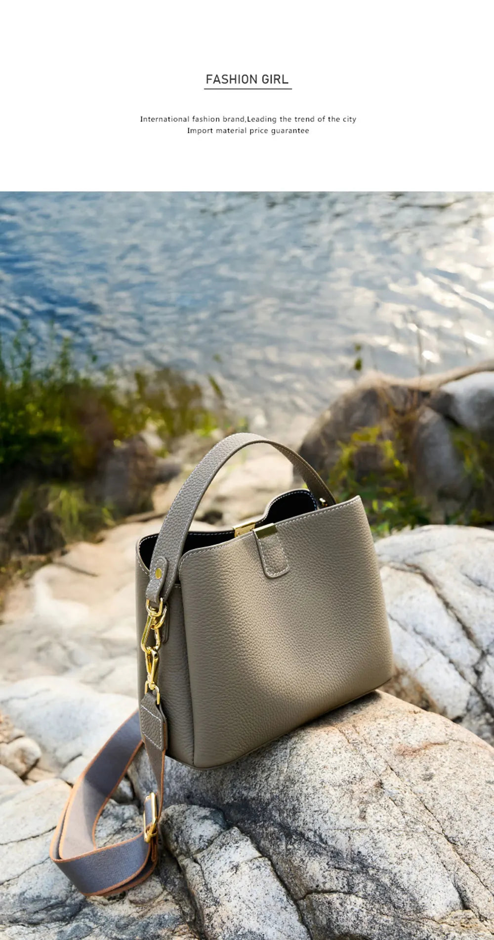100% Genuine Leather Women's Bucket Bag Luxury Designer Versatile Shoulder Bag Women Commuter Crossbody Bags Female Handbag