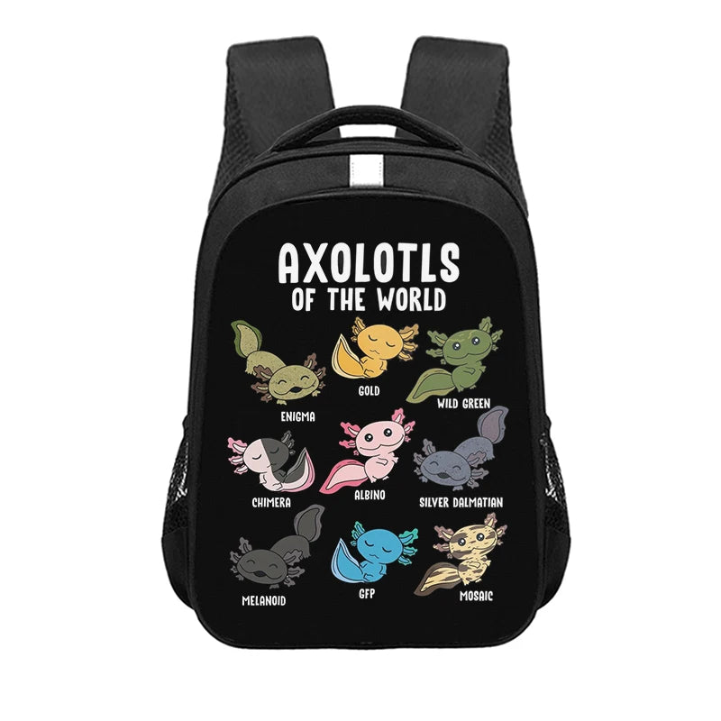 Axolotls of The World Backpack for Teenager Cute Axolotl Children School Bags Book Bag Laptop Backpacks Daypack Storage Bags