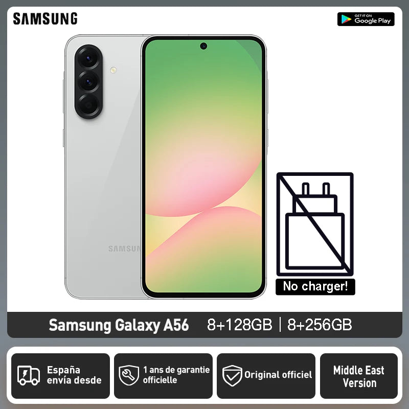 Samsung Galaxy A56 5G Middle East Version Exynos 1580, 6.7" Super AMOLED Display, 120Hz, 50MP Camera, 5000mA, NFC, IP67, No Char